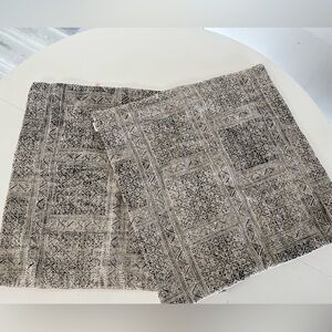 Arhaus Set Of 2 Cream & Black Woven Decorative 22" x22" Throw Pillow Cases